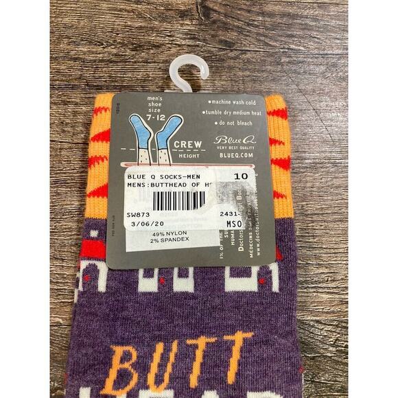 BlueQ Funny Men's Crew Novelty Socks Butthead Of The House Fits Shoe 7-12 - Picture 4 of 4